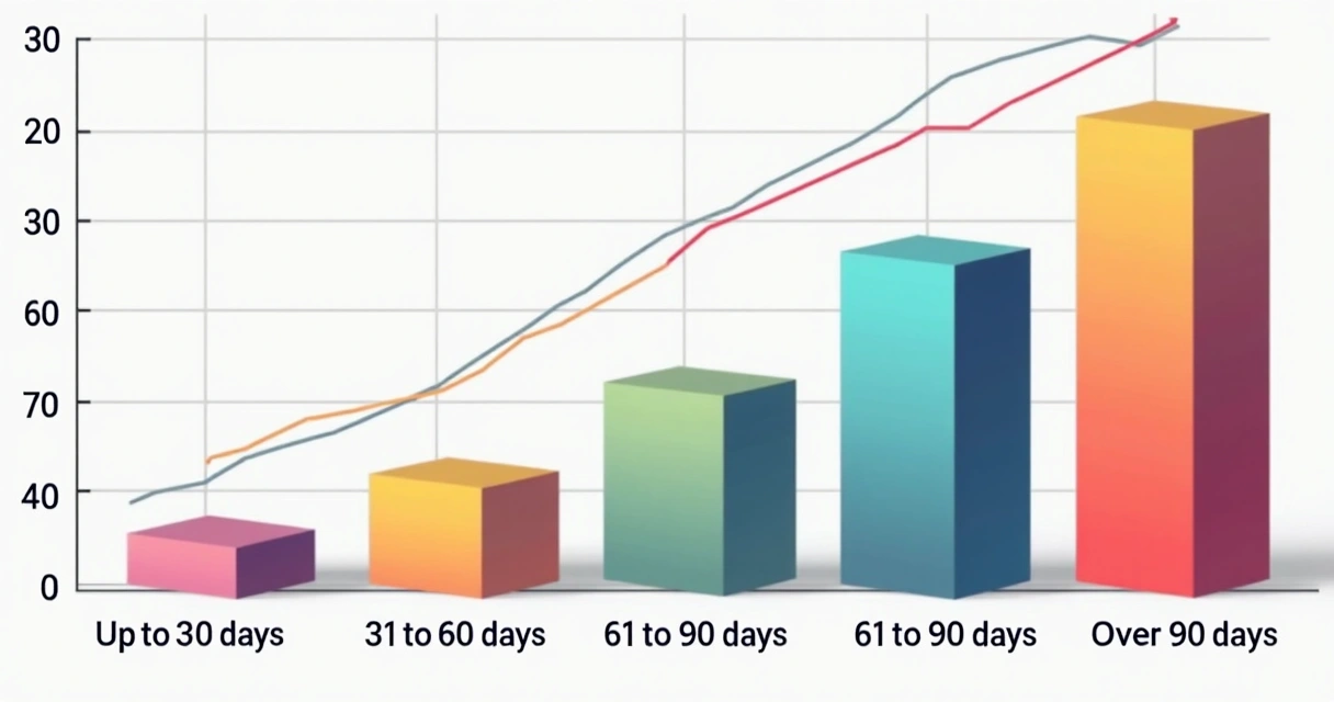 Gráfico colorido demonstrando faixas de atraso nas contas a receber 