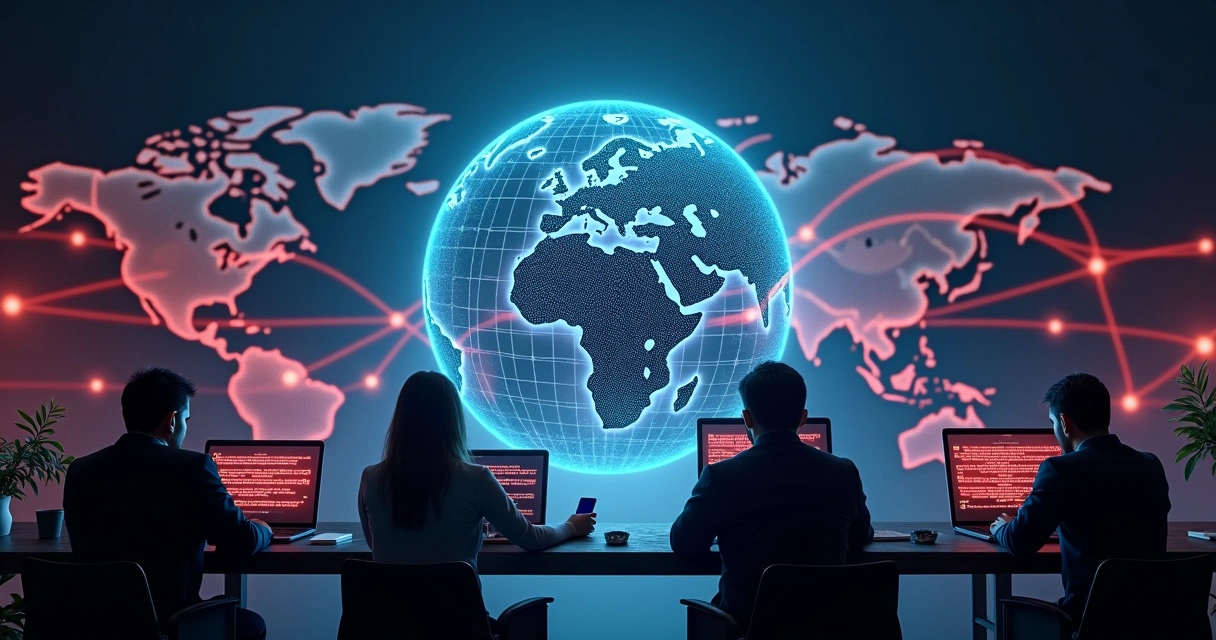 Rede social global com notícias falsas rompendo conexões humanas 