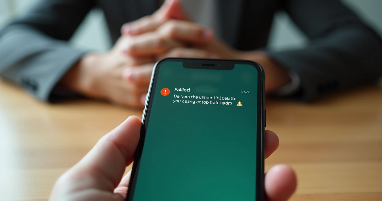 Tela de WhatsApp mostrando falha no envio da mensagem