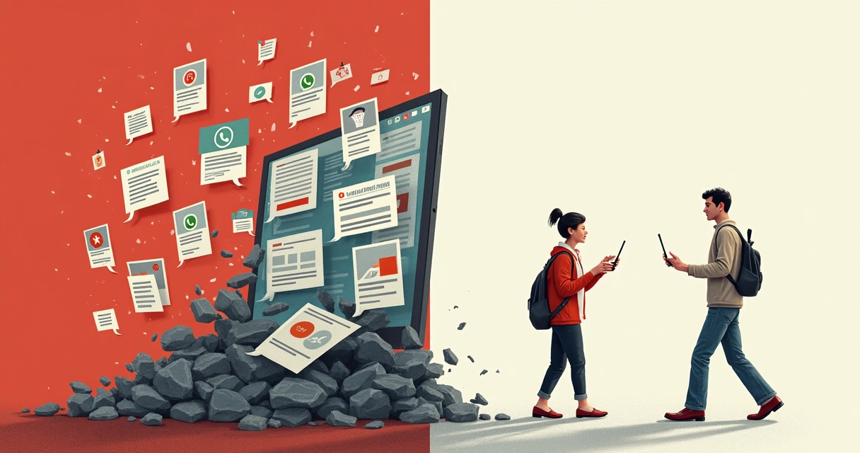 Ilustração de problemas no atendimento multicanal, com mensagens perdidas e clientes frustrados 