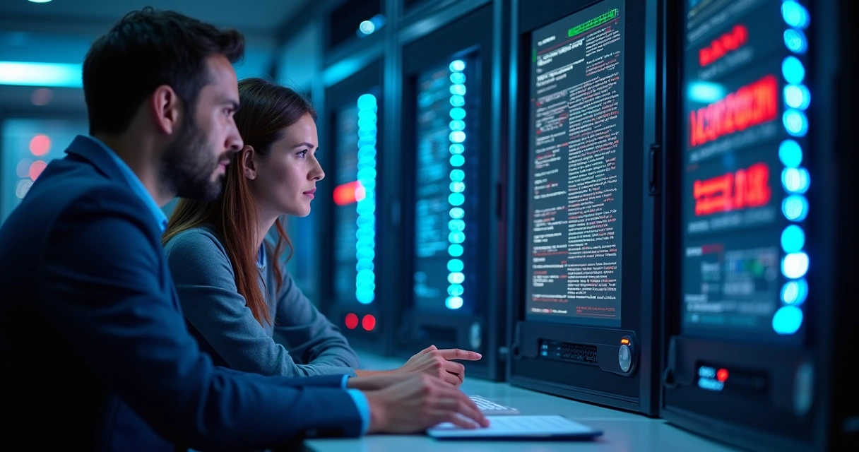 Servidor de TI analisando tela com falha de backup 