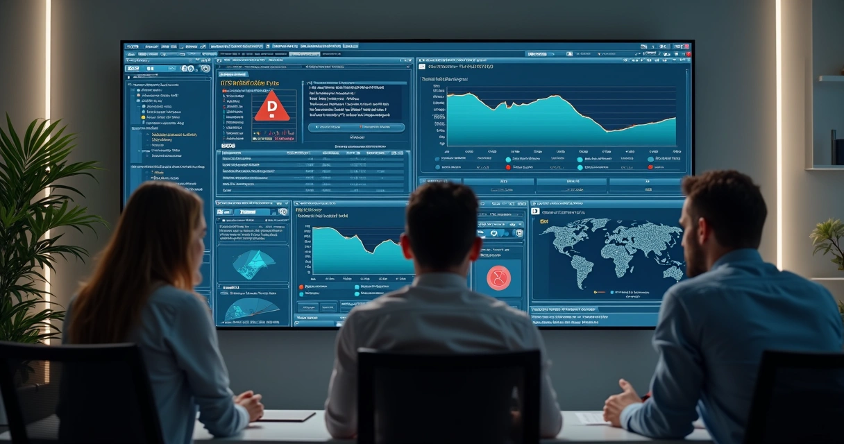 Equipe frustrada diante de dashboard com erros de IA