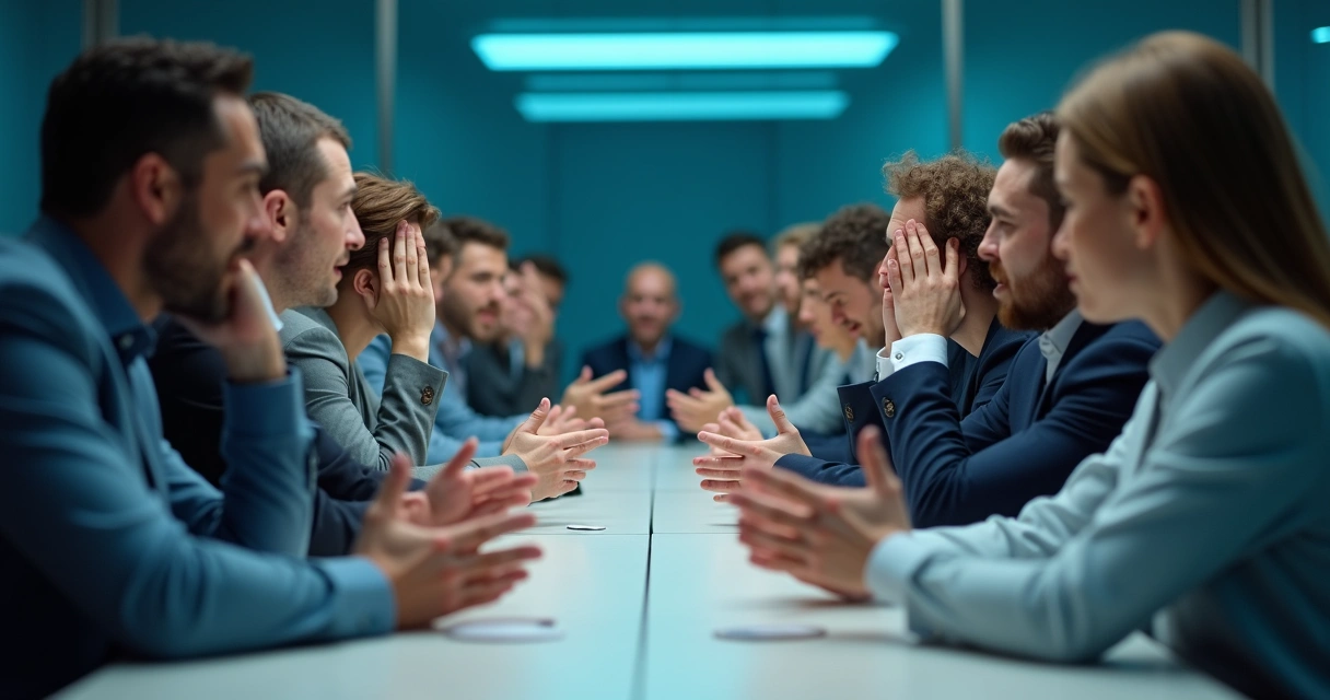 Personas en debate levantando la voz sin escucharse 