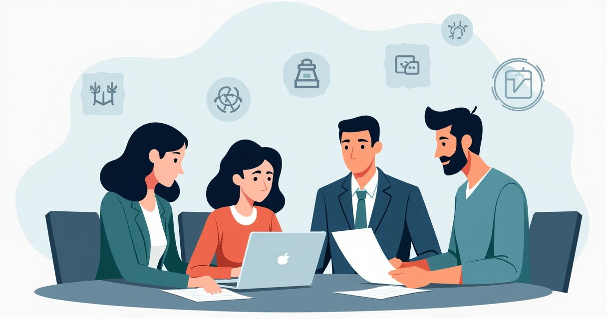 Família em reunião analisando documentos previdenciários