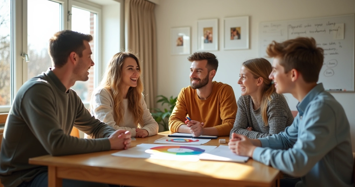 Família sentada à mesa discutindo acordos juntos 