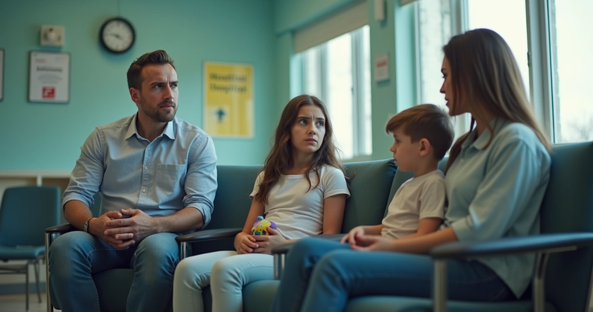 Família aguardando cirurgia em hospital