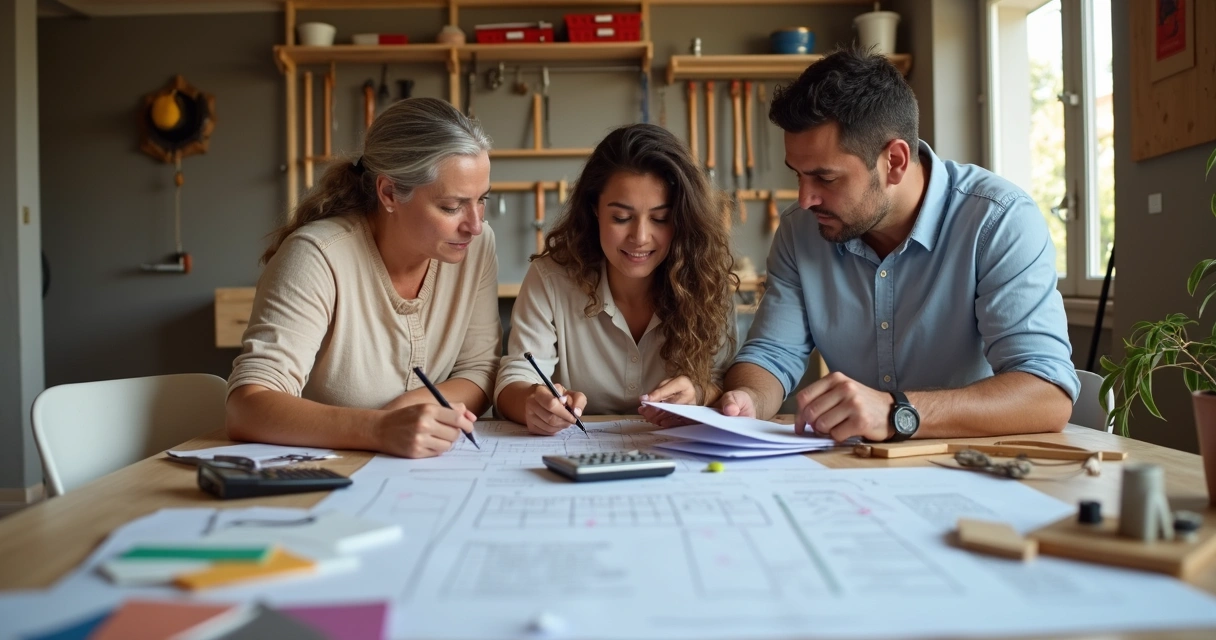 Família analisando orçamento da obra 