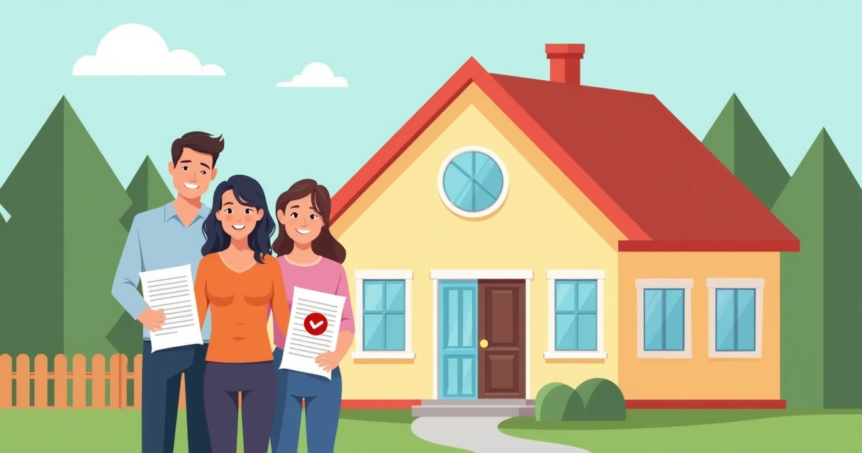 Família comemorando aprovação de financiamento imobiliário 