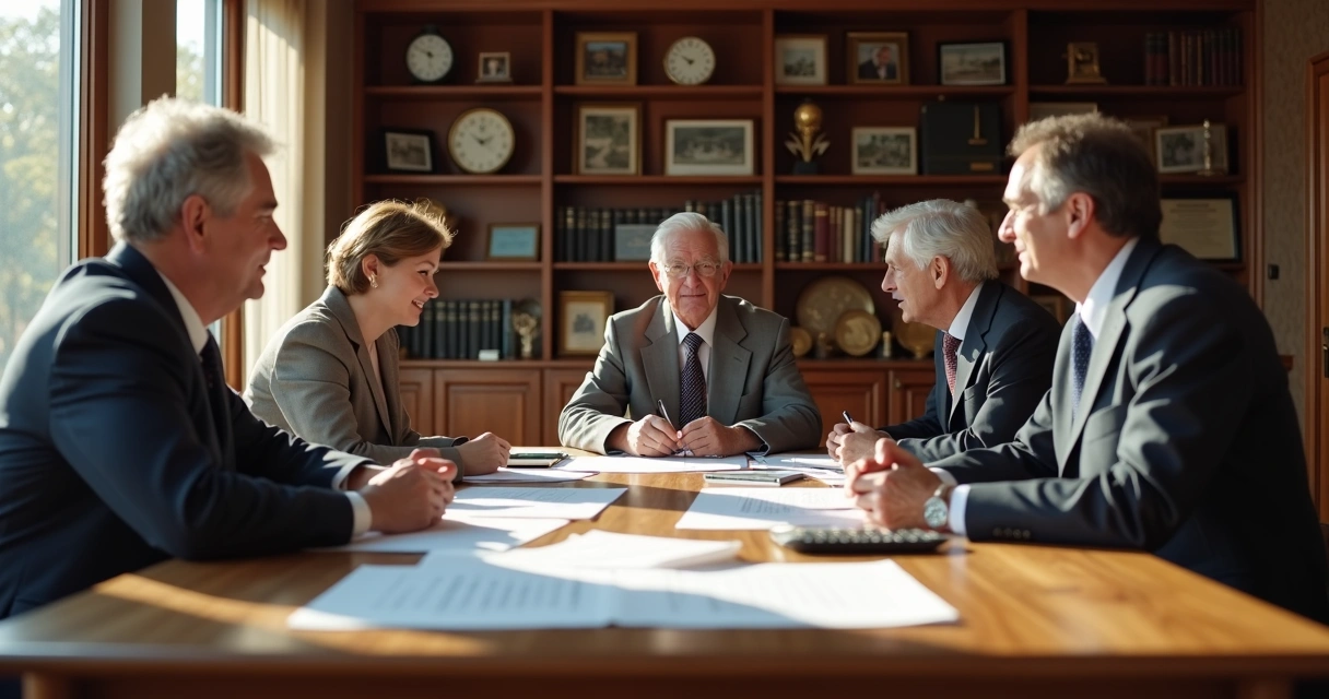 Reunião de família administrando bens juntos 