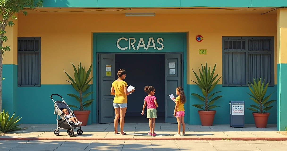 Família indo ao CRAS para atualização do Bolsa Família