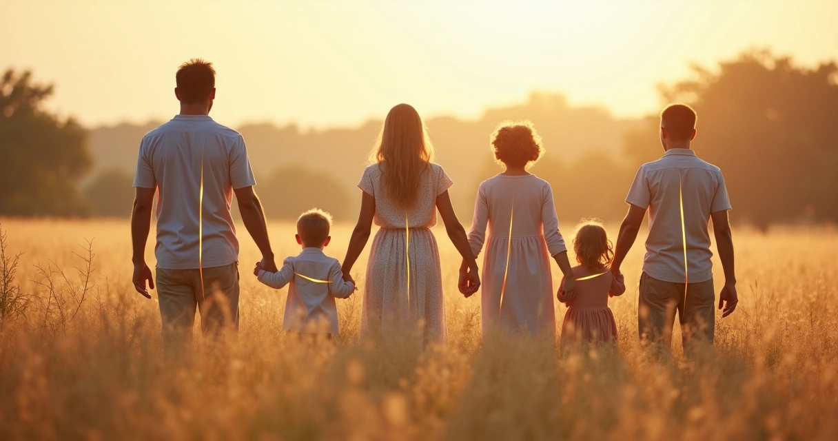 Família representando conexão de gerações em um campo sistêmico 