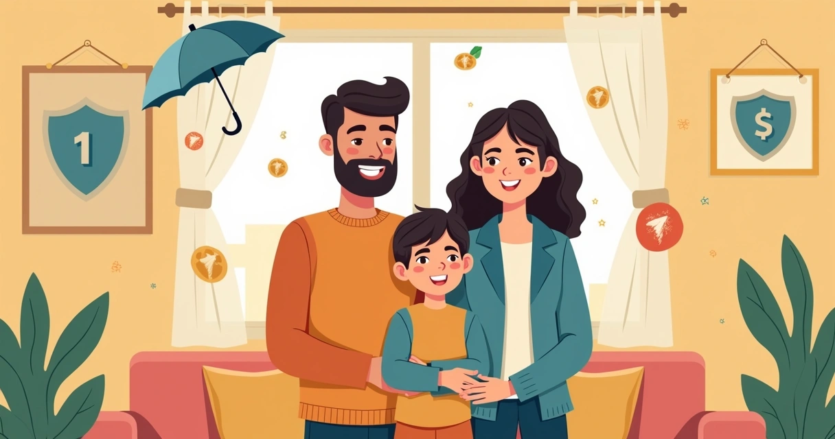 Família celebrando segurança financeira 