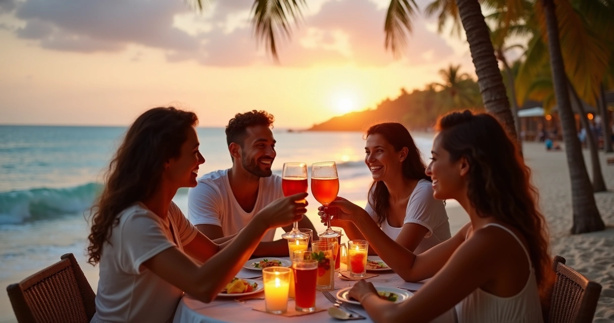 Família comemora à beira-mar em resort no Brasil 