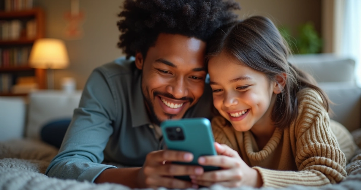 Pais consultando informações escolares pelo celular