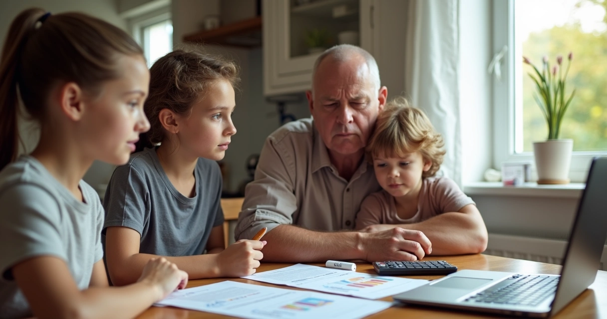Família reunida consultando contrato de plano de saúde 