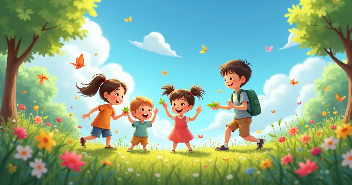 Família brincando com crianças ao ar livre durante o verão 