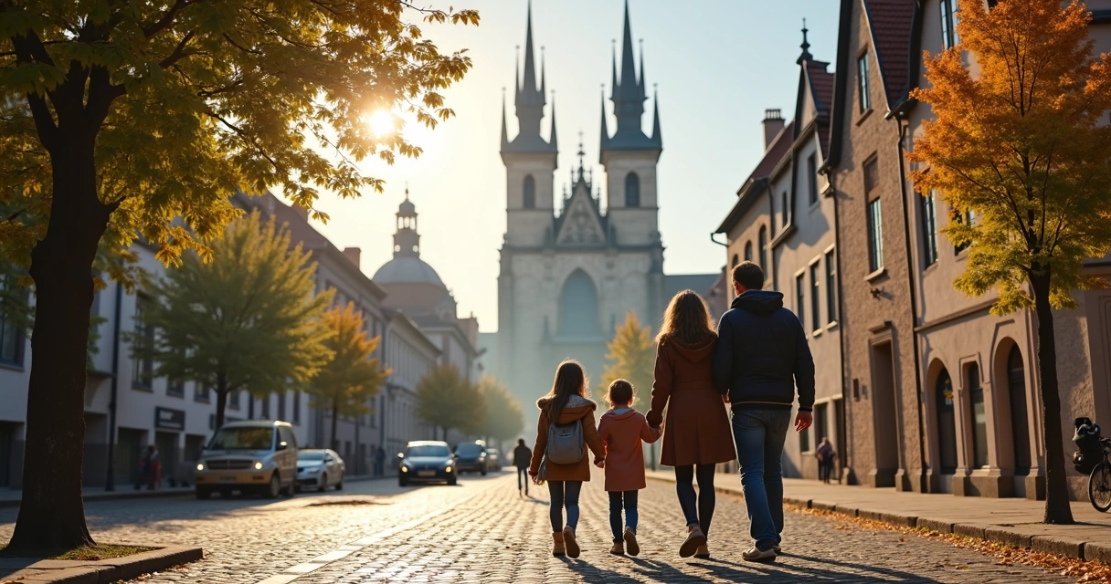 Família cristã visitando locais históricos da Reforma na Europa 