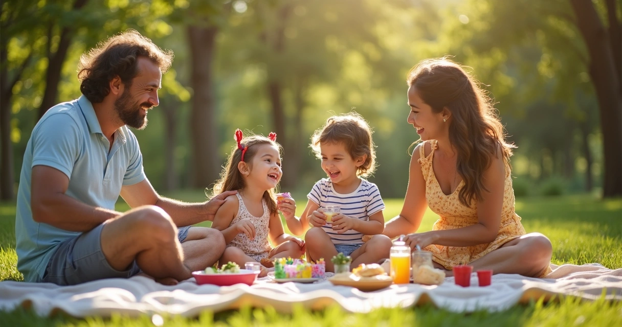 Família reunida reforçando cuidados de saúde no verão 