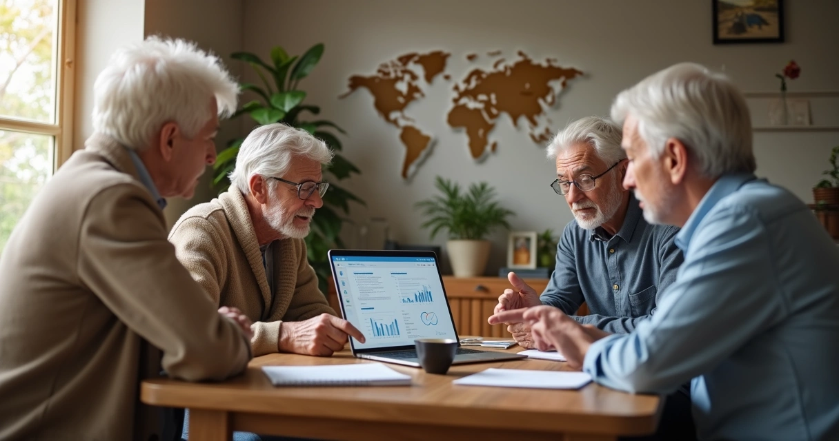 Familia hablando en la mesa sobre decisiones de trabajo 