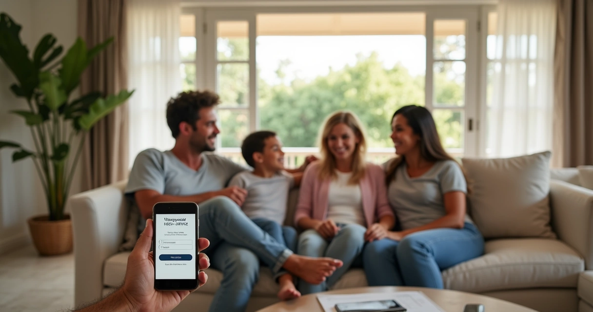 Família brasileira feliz aproveitando conforto e privacidade em casa de temporada luxuosa em Orlando 