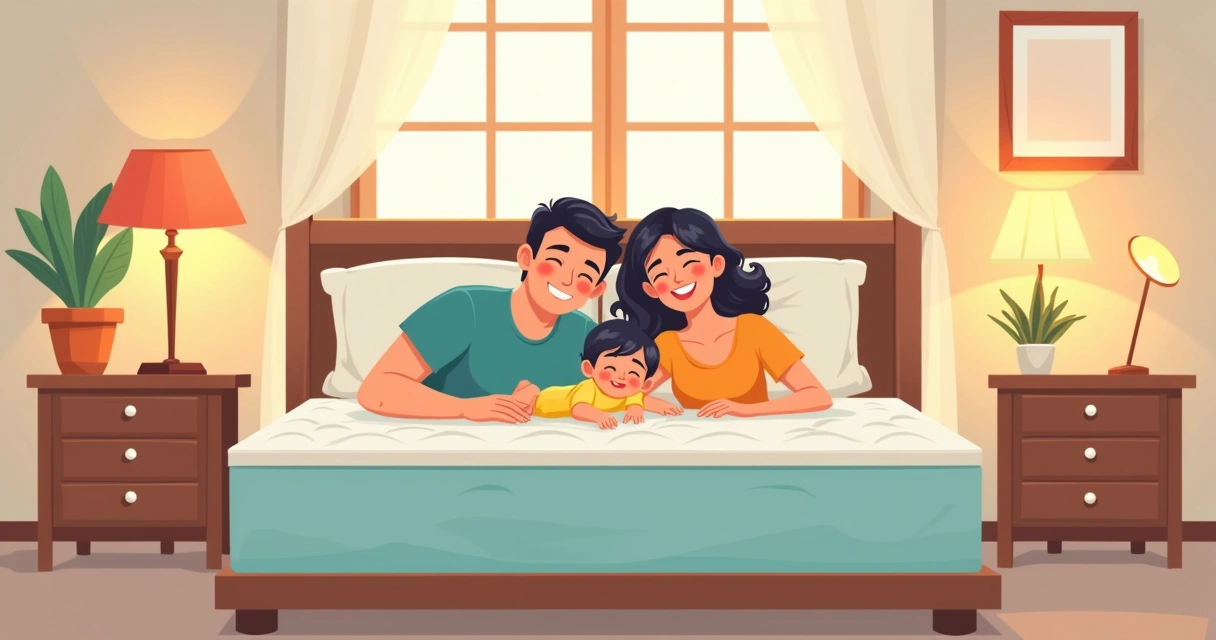 Família dorme tranquila em colchão limpo 