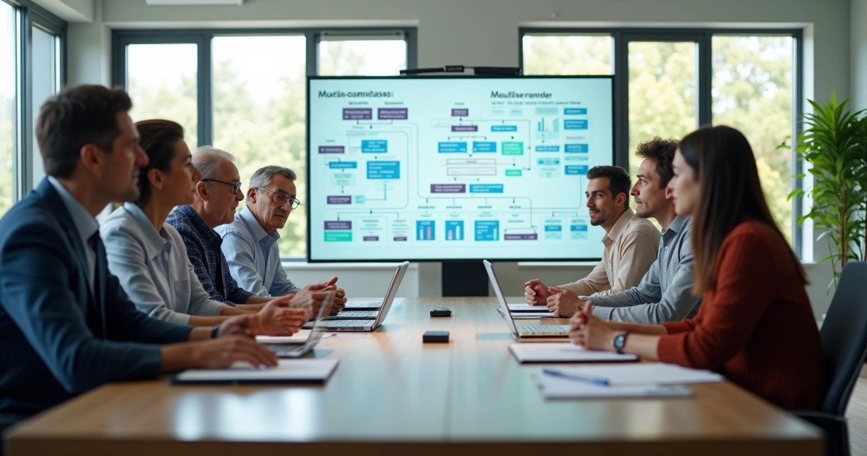 Reunião familiar empresarial em ambiente moderno discutindo planejamento sucessório e holding familiar 