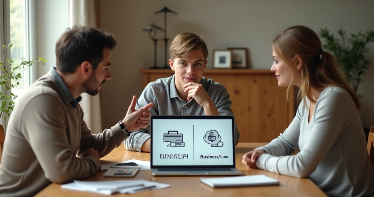 Jovem em dúvida sobre escolhas profissionais diante dos pais 