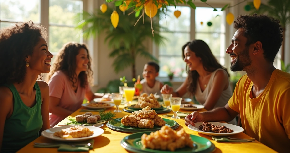 Família brasileira celebrando em evento em Orlando 
