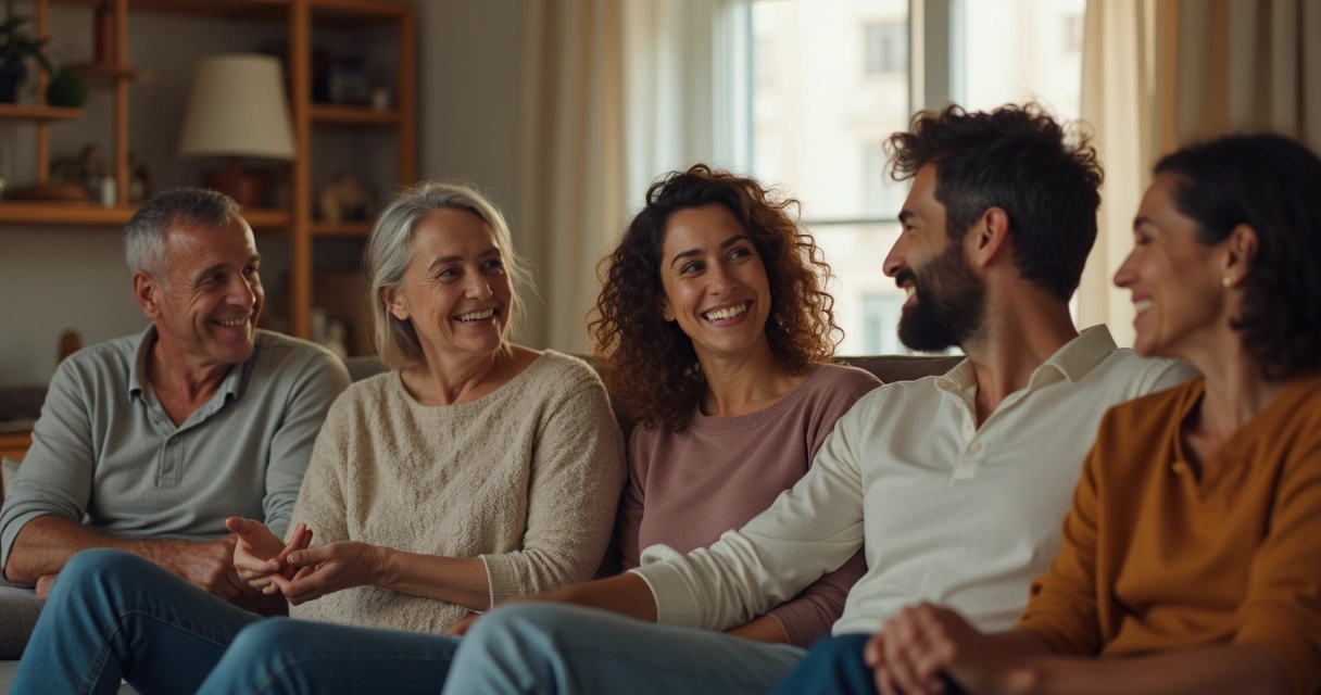 Grupo de pessoas variadas reunidas de forma harmoniosa 
