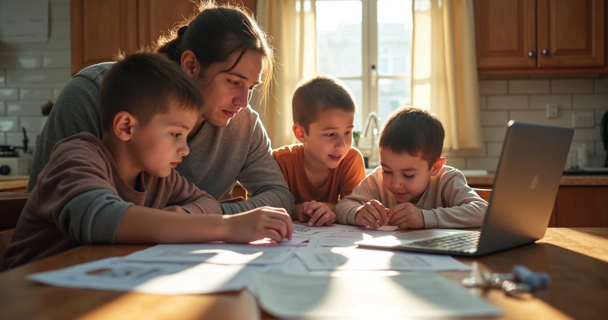 Família reunida preparando cadastro INSS 