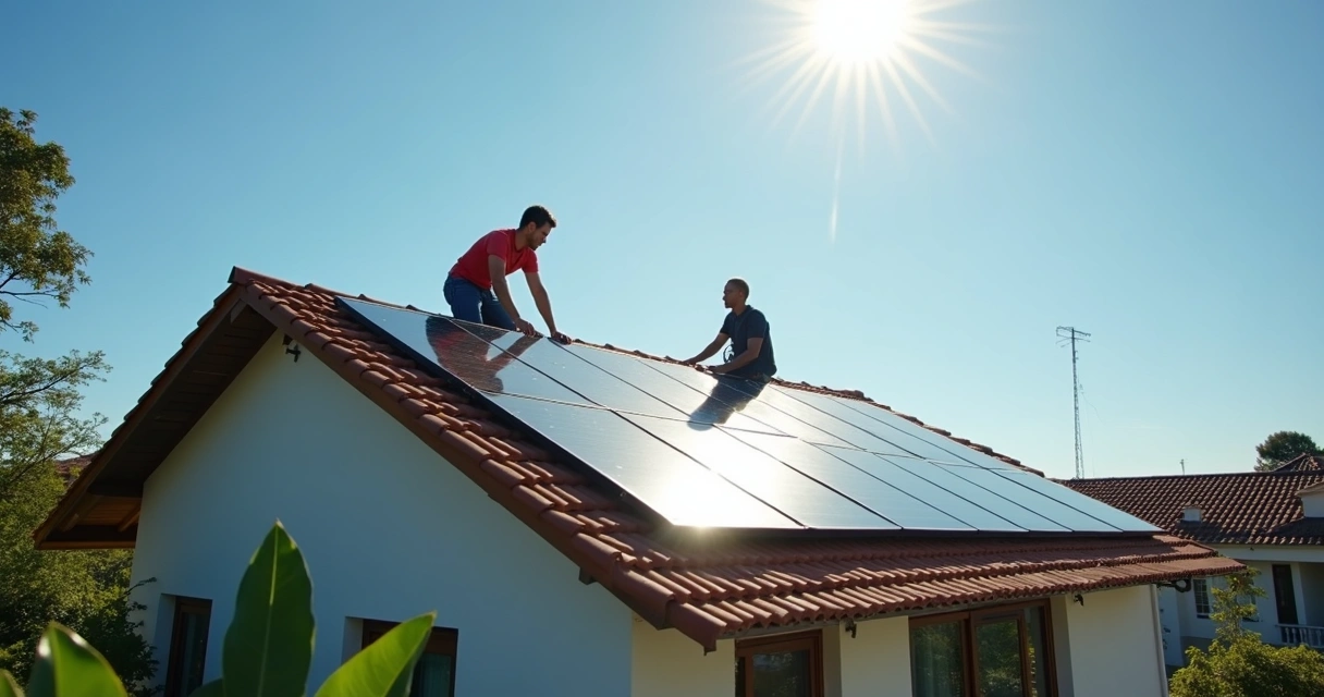 Família instala painéis solares no telhado da casa 