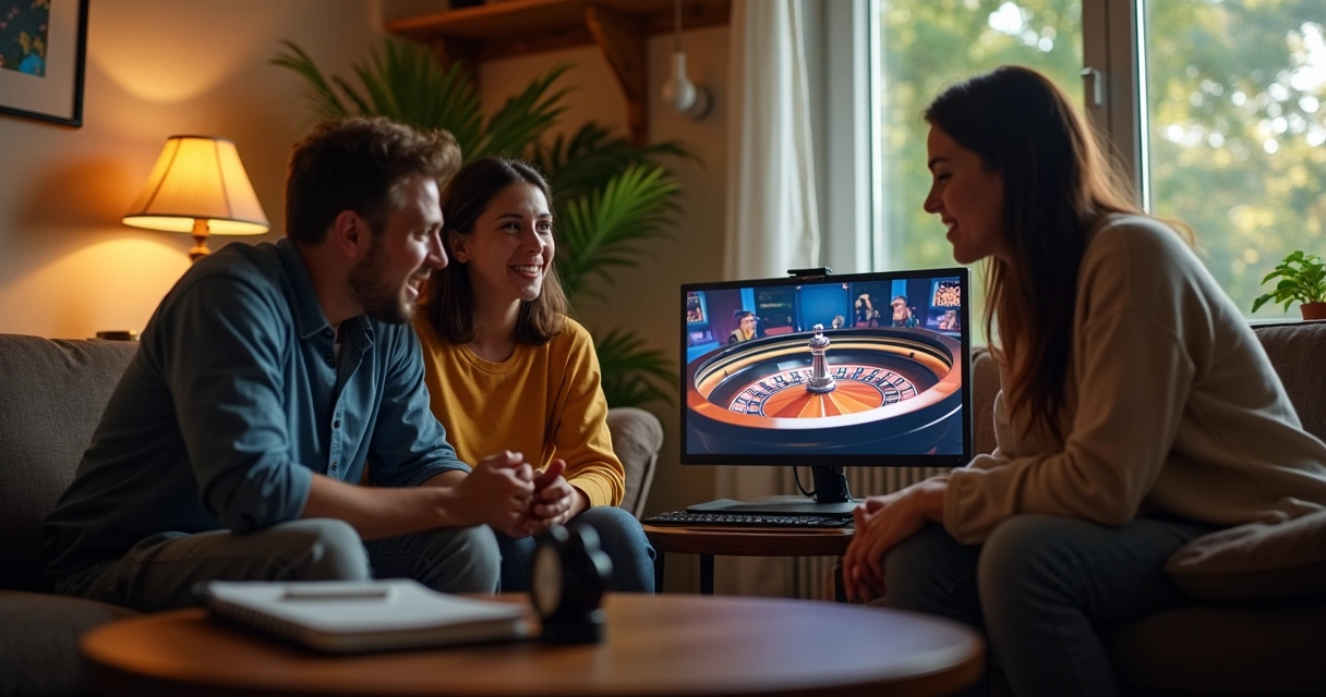 Família reunida em casa, conversando sobre limites de tempo em jogos. 