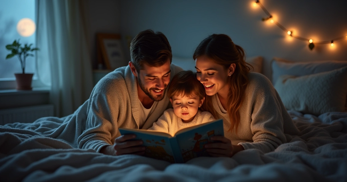 Família lendo junto formando conexão 