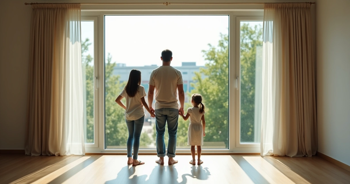 Família observa apartamento próximo a hospital 
