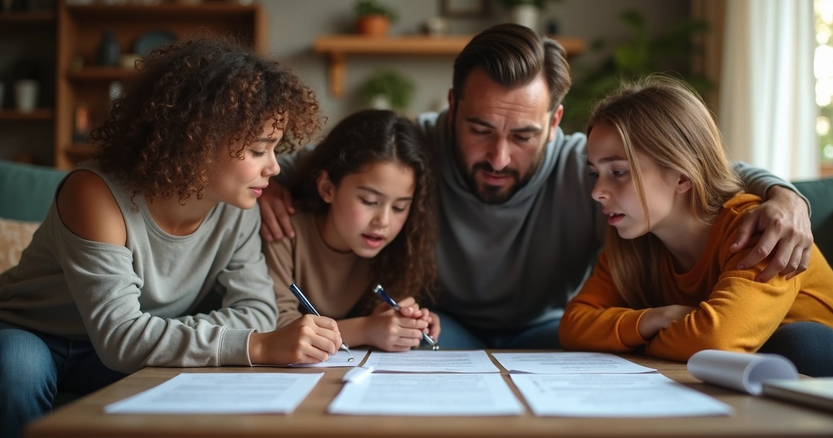 Família conversando sobre exames oncológicos 