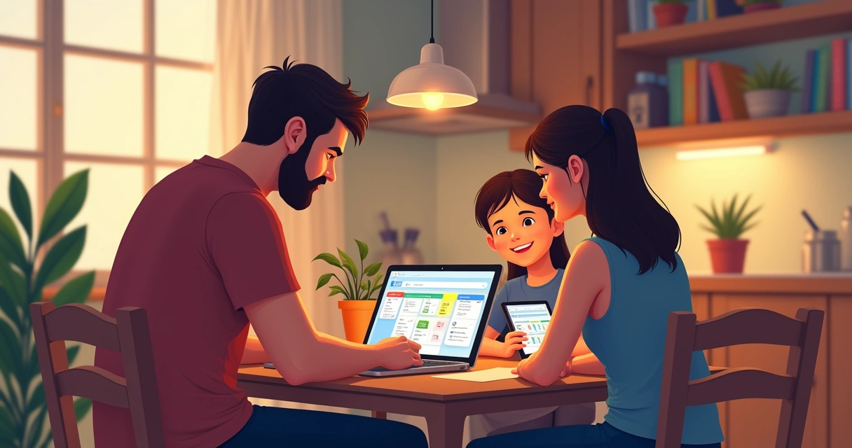 Pais e filho organizam agenda de estudos virtualmente 
