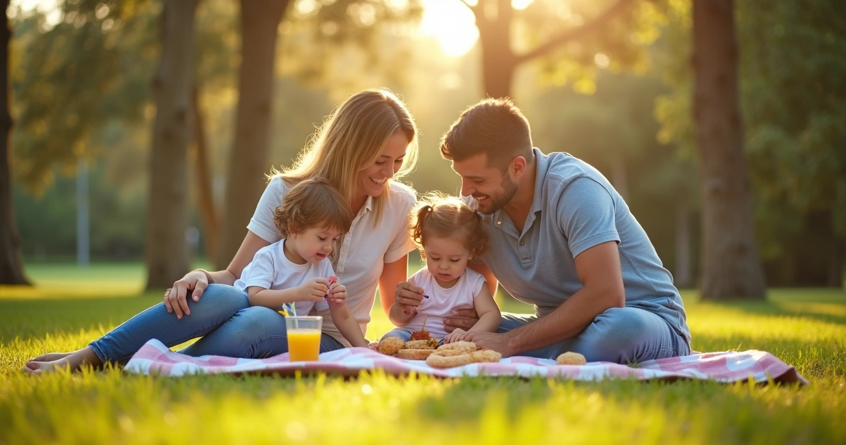 Família aproveita piquenique em parque de Orlando 