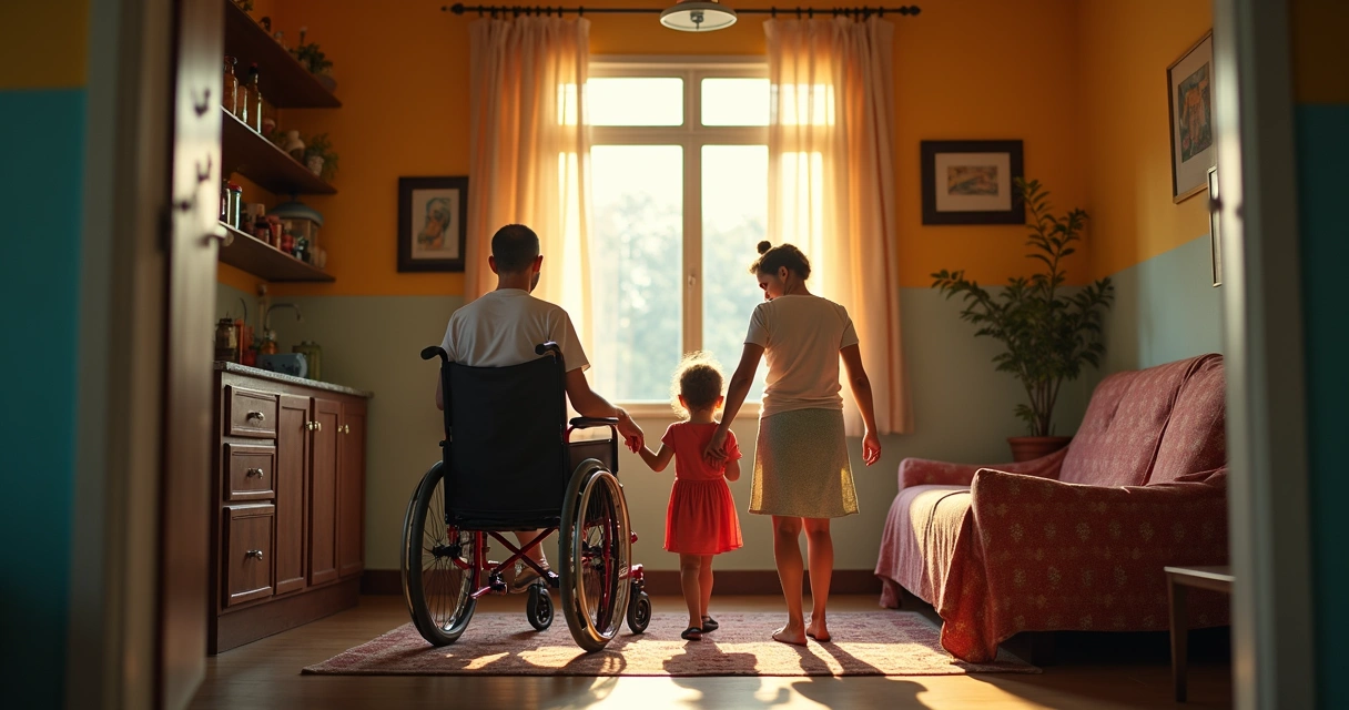 Família com pessoa com deficiência em casa no Nordeste brasileiro 