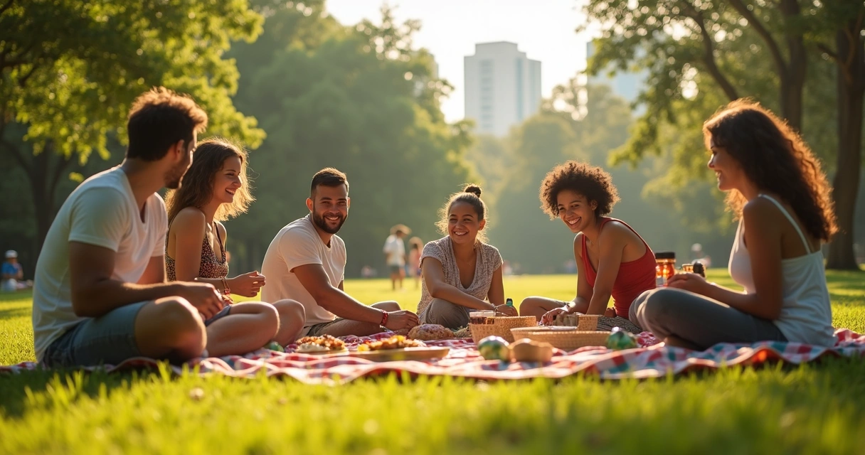 Brasileiros em piquenique relaxando em parque de Orlando 