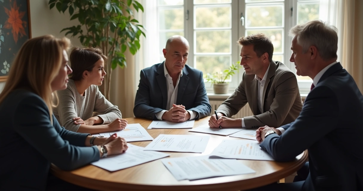 Família de várias gerações discutindo planejamento sucessório com consultor 