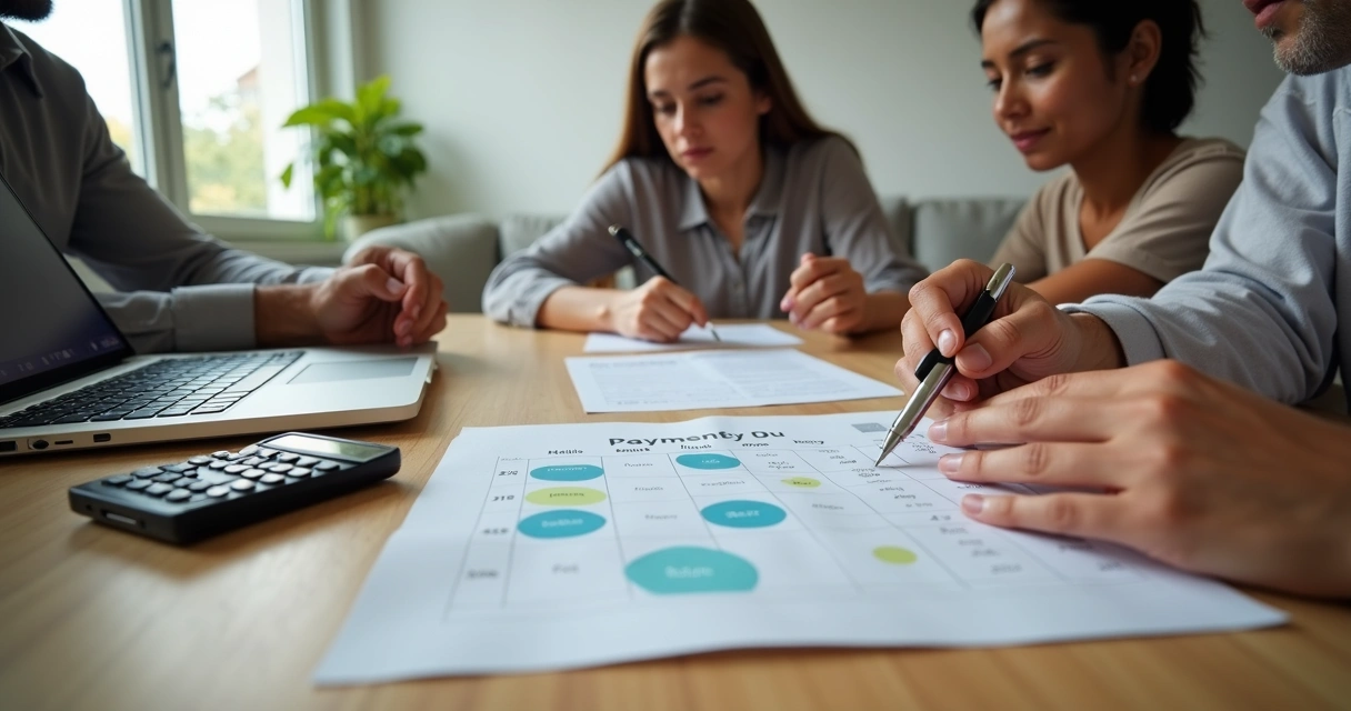 Família organizando pagamentos do plano de saúde com consultor 