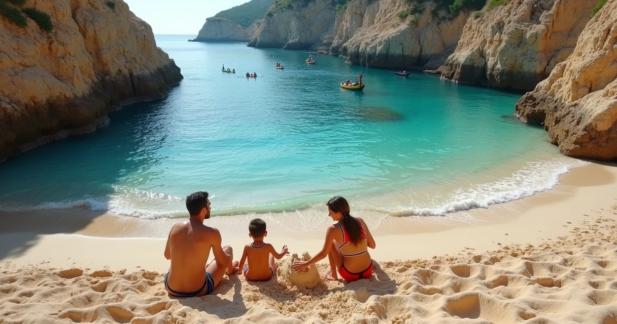 Família curtindo praia na Sardenha 
