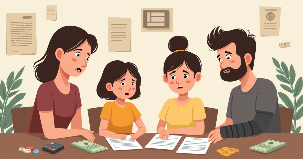 Família preocupada com questões de invalidez financeira 