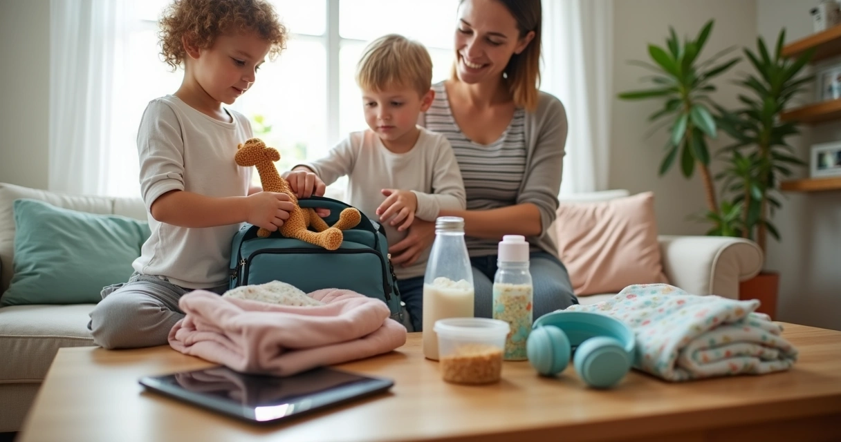 Pais montam mala com brinquedos e roupas infantis 