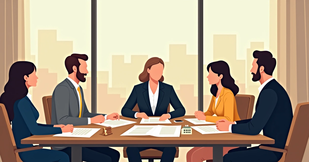 Familia realizando reunião de sucessão com advogado 