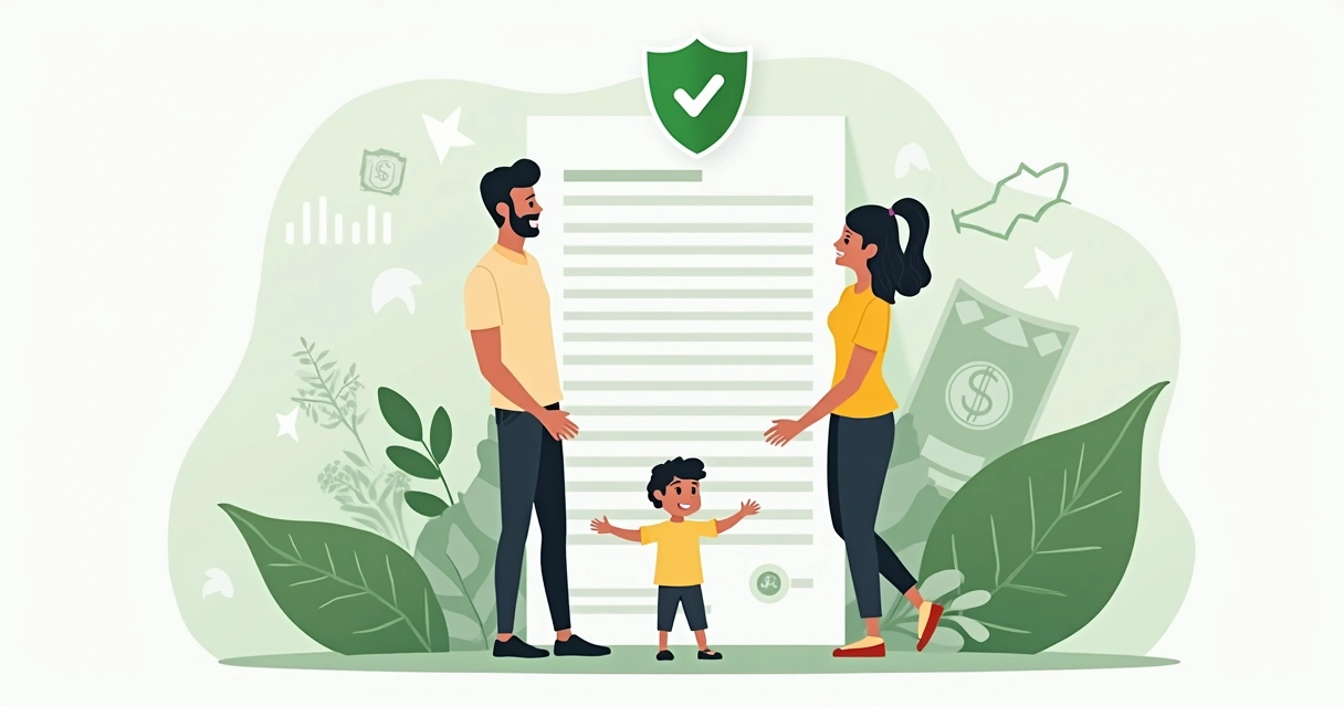 Família e carteira de seguro de vida, protegidos 
