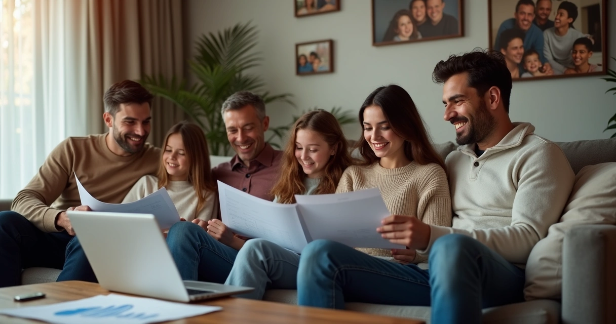 Família reunida discutindo exemplo de holding 
