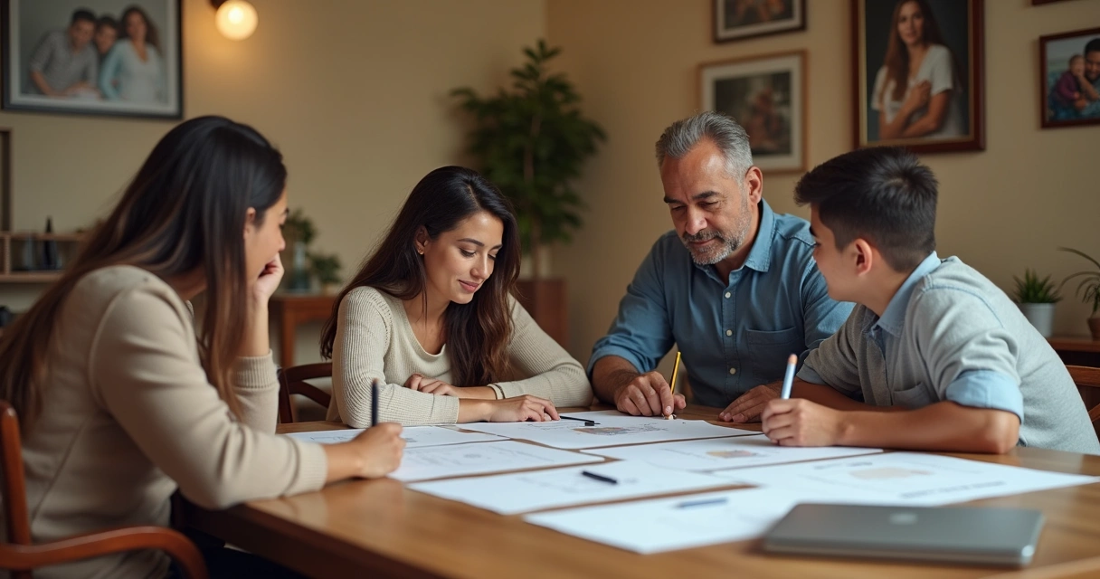 Família reunida analisando planejamento patrimonial e a viabilidade de uma holding sob as novas regras