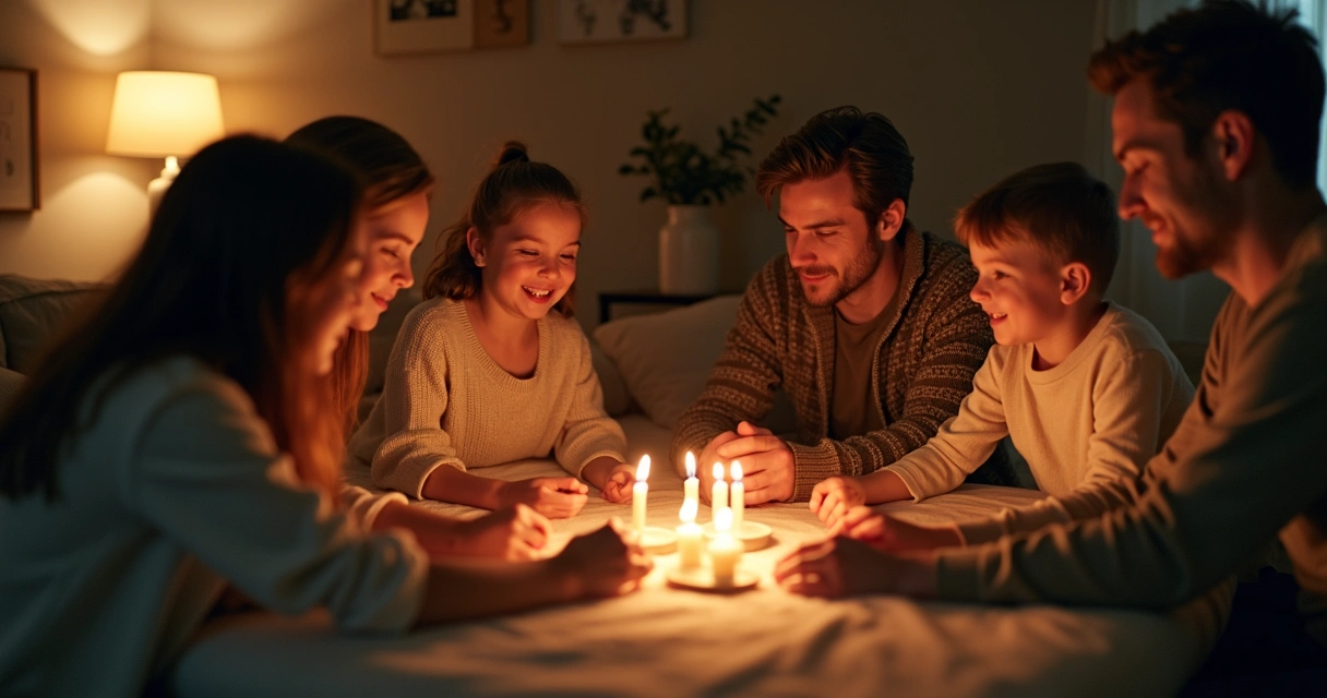Família reunida em um ritual de passagem 