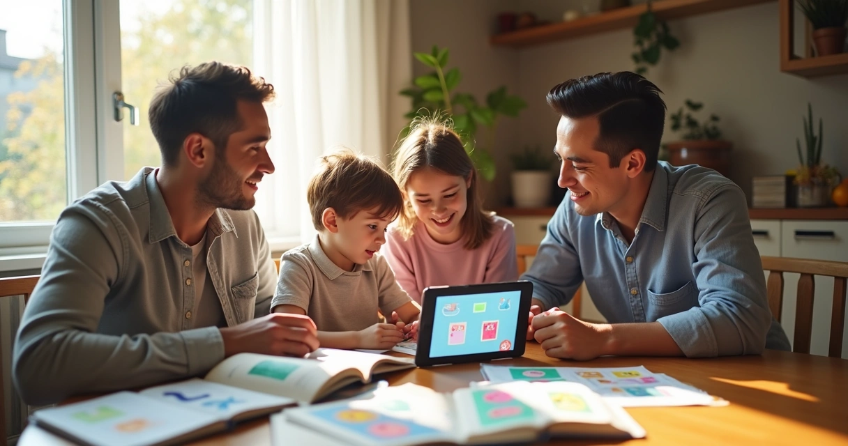 Família participa de atividades bilíngues em casa 